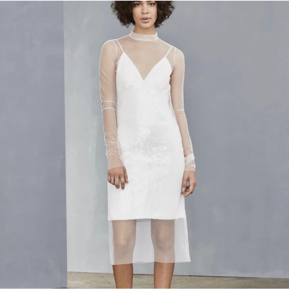 NWT AMSALE sequin layered dress